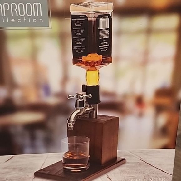 Godinger Taproom Collection Wood Base Bottle Dispenser - Picture 2 of 8